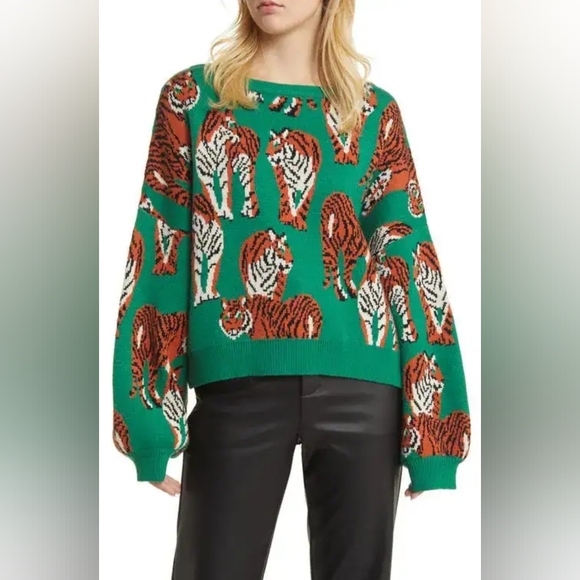 Dressed In Lala Green Tiger Print Sweater - Picture 7 of 8